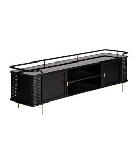 Mueble TV Moderno Metal Cristal 2 Puertas Serie Fussen