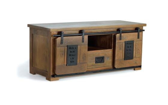 Mueble TV Pequeño Puertas Correderas Cajon Industrial Aibiri