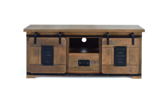 Mueble TV Pequeño Puertas Correderas Cajon Industrial Aibiri