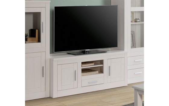 Mueble TV Visio Wh 2 puertas 2 cajones moderno 210cm blanco alto