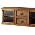 Mueble TV Rustico 2 Puertas Acristaladas 2 Cajones en Pino