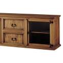 Mueble TV Rustico 2 Puertas Acristaladas 2 Cajones en Pino