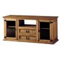Mueble TV Rustico 2 Puertas Acristaladas 2 Cajones Estante en Pi