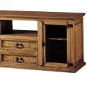 Mueble TV Rustico 2 Puertas Acristaladas 2 Cajones Estante en Pi