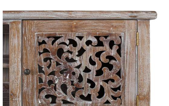 Mueble TV Rustico 2 Puertas Talladas Blanco Decape Amored