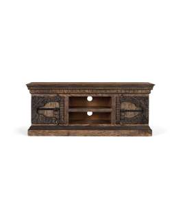 Mueble TV Rustico 2 Puertas Talladas Color Nogal Serie Acebal