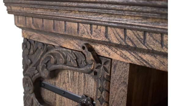 Mueble TV Rustico 2 Puertas Talladas Color Nogal Serie Acebal