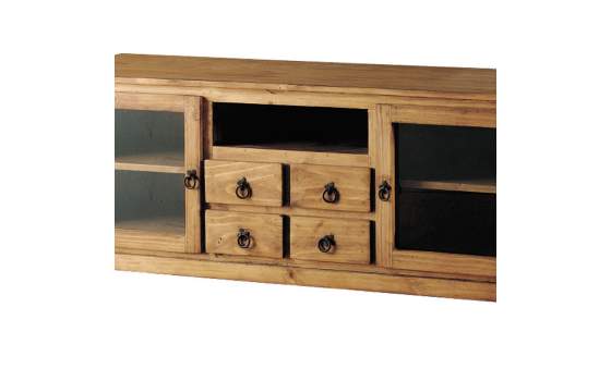 Mueble TV Rustico 4 Cajones 2 Puertas en Pino Macizo