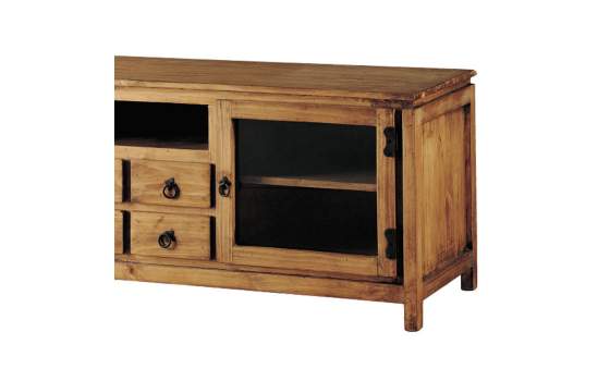 Mueble TV Rustico 4 Cajones 2 Puertas en Pino Macizo
