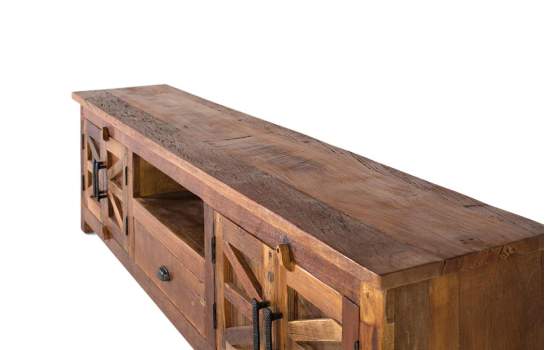 Mueble TV Rustico Madera Reciclada 4 Puertas 1 Cajon Aisne