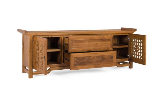 Mueble TV Tallado Estilo Oriental 2 Puertas Serie Ascanio