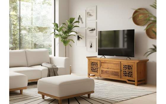 Mueble TV Tallado Estilo Oriental 2 Puertas Serie Ascanio