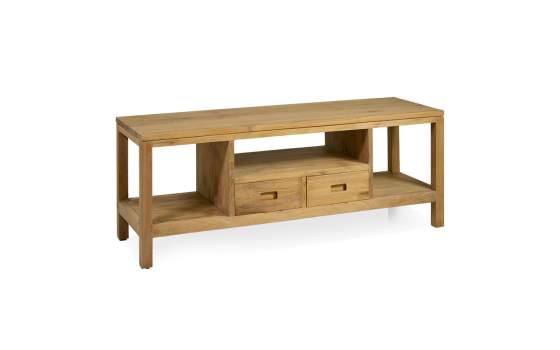 Mueble TV Teca Acabado Natural 2 Cajones Serie Teide