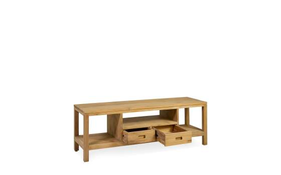 Mueble TV Teca Acabado Natural 2 Cajones Serie Teide