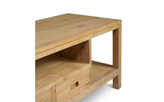 Mueble TV Teca Acabado Natural 2 Cajones Serie Teide