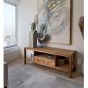 Mueble TV Teca Acabado Natural 2 Cajones Serie Teide