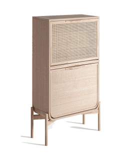 Mueble Zapatero 2 Puertas Abatibles Madera Ratan - Serie Weurtz