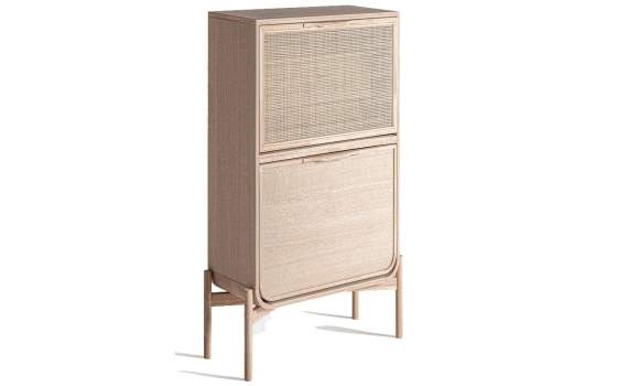 Mueble Zapatero 2 Puertas Abatibles Madera Ratan - Serie Weurtz
