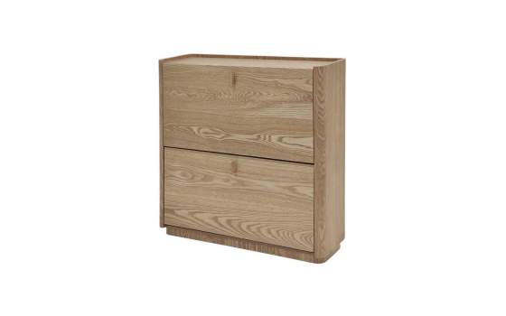 Mueble Zapatero 2 Puertas Basculantes Madera Natural Nereide