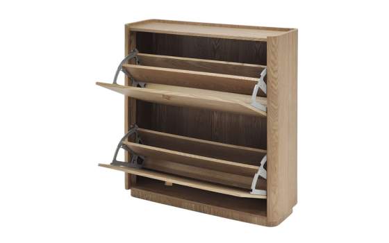 Mueble Zapatero 2 Puertas Basculantes Madera Natural Nereide