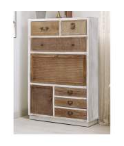 Mueble Zapatero Alto 6 Cajones 2 Puertas Rustico Rattan Ancosta