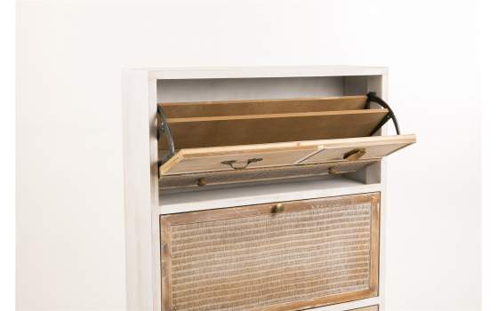 Mueble Zapatero Alto 6 Cajones 2 Puertas Rustico Rattan Ancosta