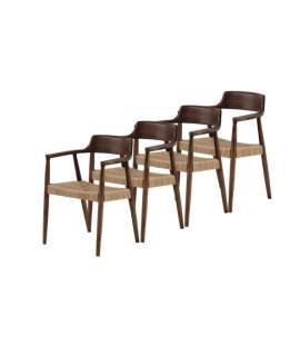 Pach 4 Sillones Brazos Madera Toon Nogal Cuerda Alcidad