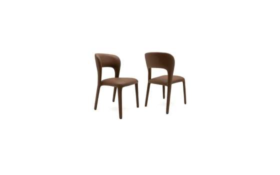Pack 2 Sillas Comedor Tapizadas Polipiel Marrón Serie Allois