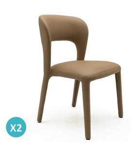 Pack 2 Sillas Comedor Tapizadas Polipiel Visón Serie Allois