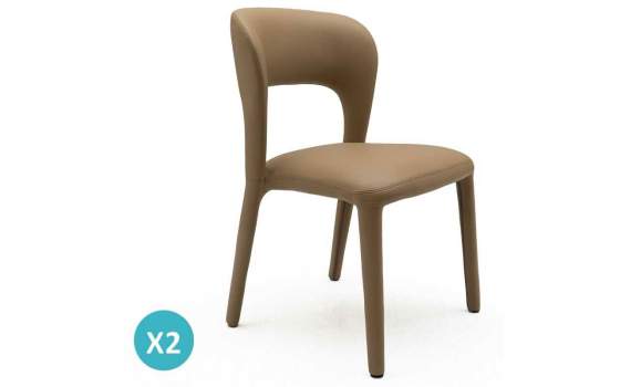 Pack 2 Sillas Comedor Tapizadas Polipiel Visón Serie Allois