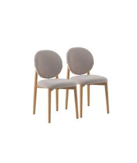 Pack 2 Sillas Tapizadas Beige Para Comedor Serie Aleine