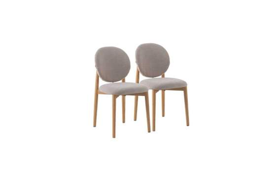Pack 2 Sillas Tapizadas Beige Para Comedor Serie Aleine