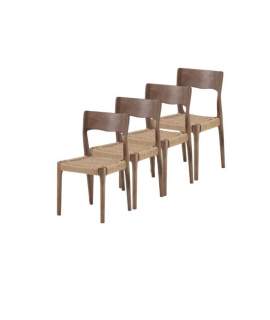 Pack 4 Sillas Comedor Diseño Madera Fresno Nogal Alcidad