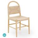 Pack 4 Sillas Comedor Madera Cuerda Fresno Natural Alosta