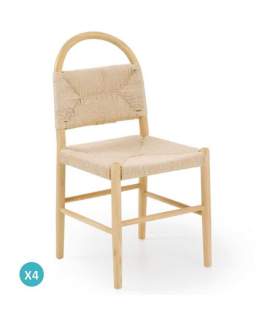 Pack 4 Sillas Comedor Madera Cuerda Fresno Natural Alosta