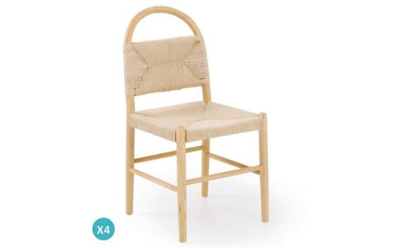 Pack 4 Sillas Comedor Madera Cuerda Fresno Natural Alosta