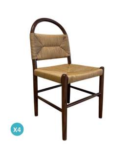 Pack 4 Sillas Comedor Madera Cuerda Fresno Nogal Serie Alosta