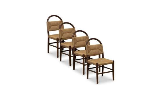 Pack 4 Sillas Comedor Madera Cuerda Fresno Nogal Serie Alosta