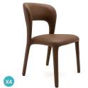 Pack 4 Sillas Comedor Tapizadas Polipiel Marrón Serie Allois