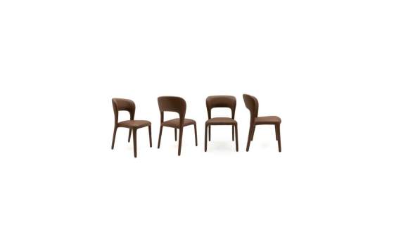 Pack 4 Sillas Comedor Tapizadas Polipiel Marrón Serie Allois