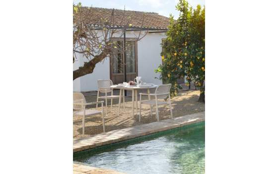 Pack 4 Sillones Aluminio Trenzado en Cuerda Color Arena Azpary