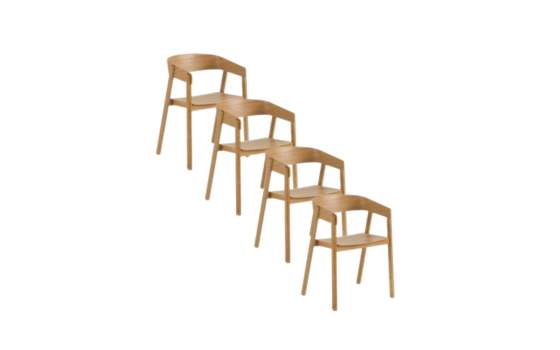 Pack 4 Sillones Roble Actual Escandinavo Serie Abial