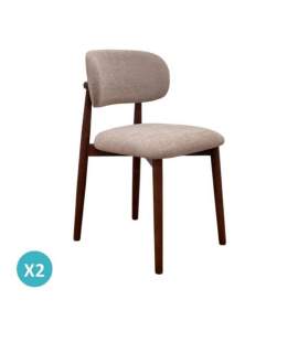 Pack de 2 Sillas Madera Roble Tapizado Beige Serie Allois