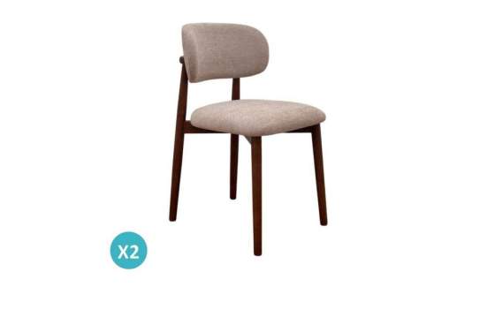 Pack de 2 Sillas Madera Roble Tapizado Beige Serie Allois