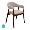 Pack de 2 Sillones Madera Roble Tapizado Beige Serie Allois