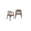 Pack de 2 Sillones Madera Roble Tapizado Beige Serie Allois
