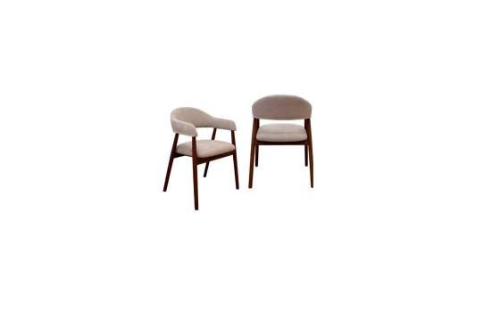 Pack de 2 Sillones Madera Roble Tapizado Beige Serie Allois