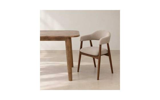 Pack de 2 Sillones Madera Roble Tapizado Beige Serie Allois