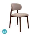 Pack de 4 Sillas Madera Roble Tapizado Beige Serie Allois