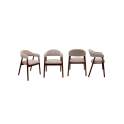Pack de 4 Sillones Madera Roble Tapizado Beige Serie Allois